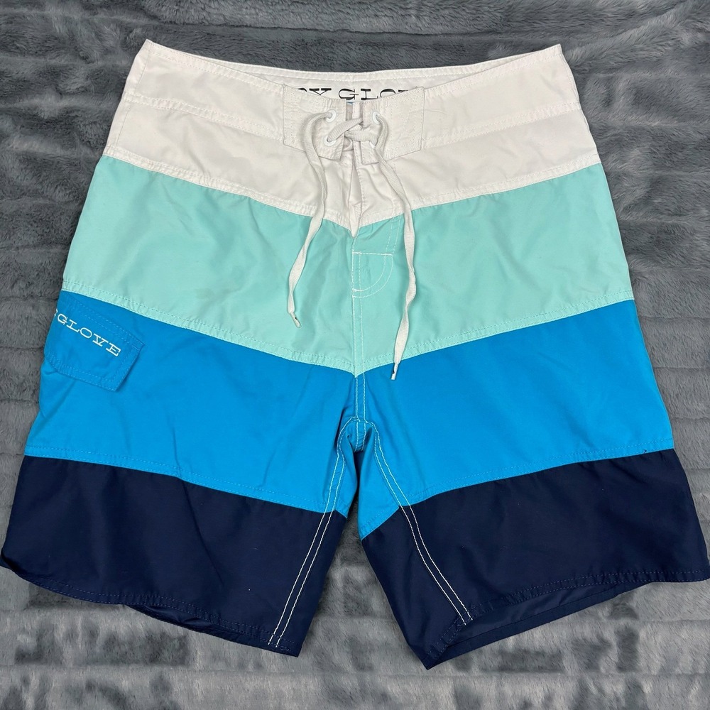 Body Glove Mens Board Shorts Size 30 Blue White Colorblock Swim Trunks 49610